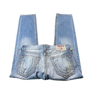 True Religion Lightwash Slim Old Multi Big T Men's Jeans Size 33x33